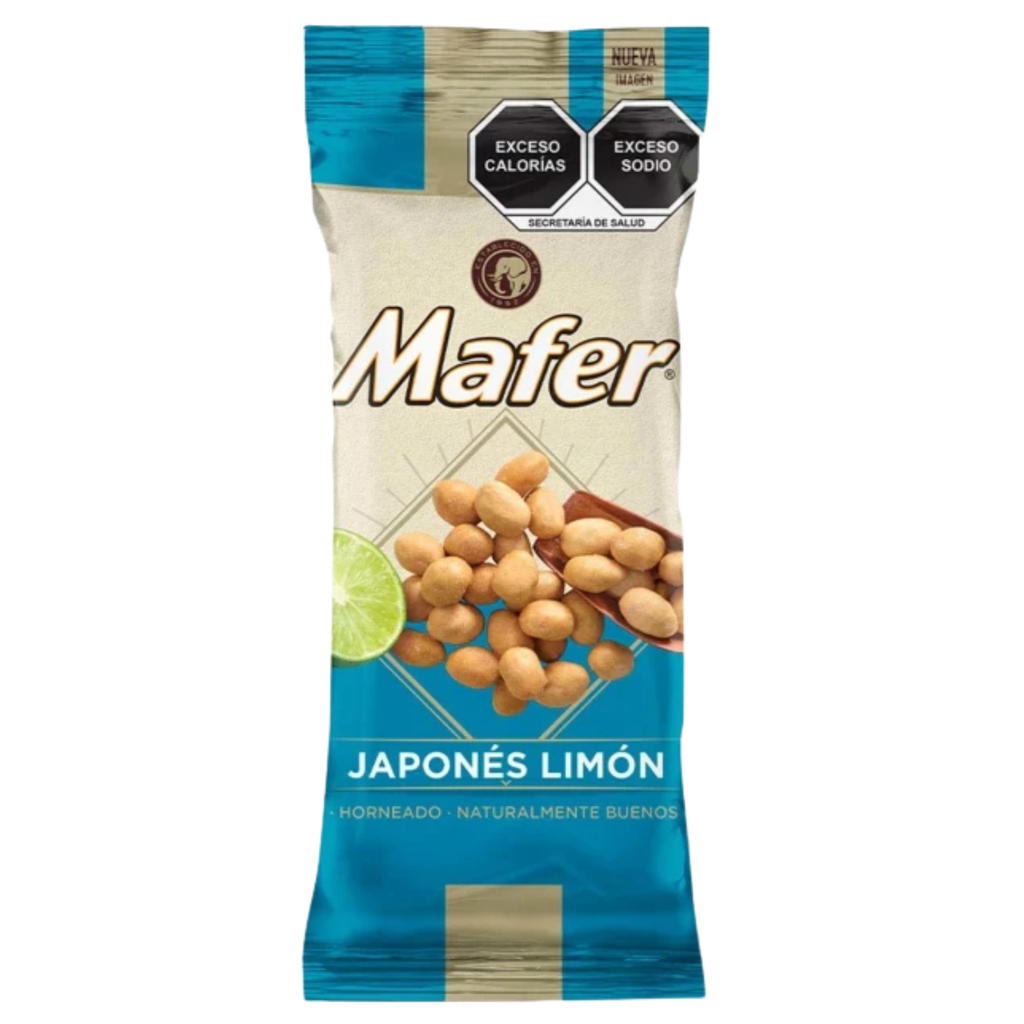 Mafer Cacahuates Japonés Limón 65g – Botana Mexicana Crujiente con Sabor a Limón | Snack Mexicano Original